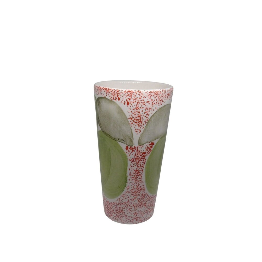 Tall Ceramic Mug Hand-painted Apple Design & Red Speckle Pattern By Gabbay 15 oz - Picture 4 of 6